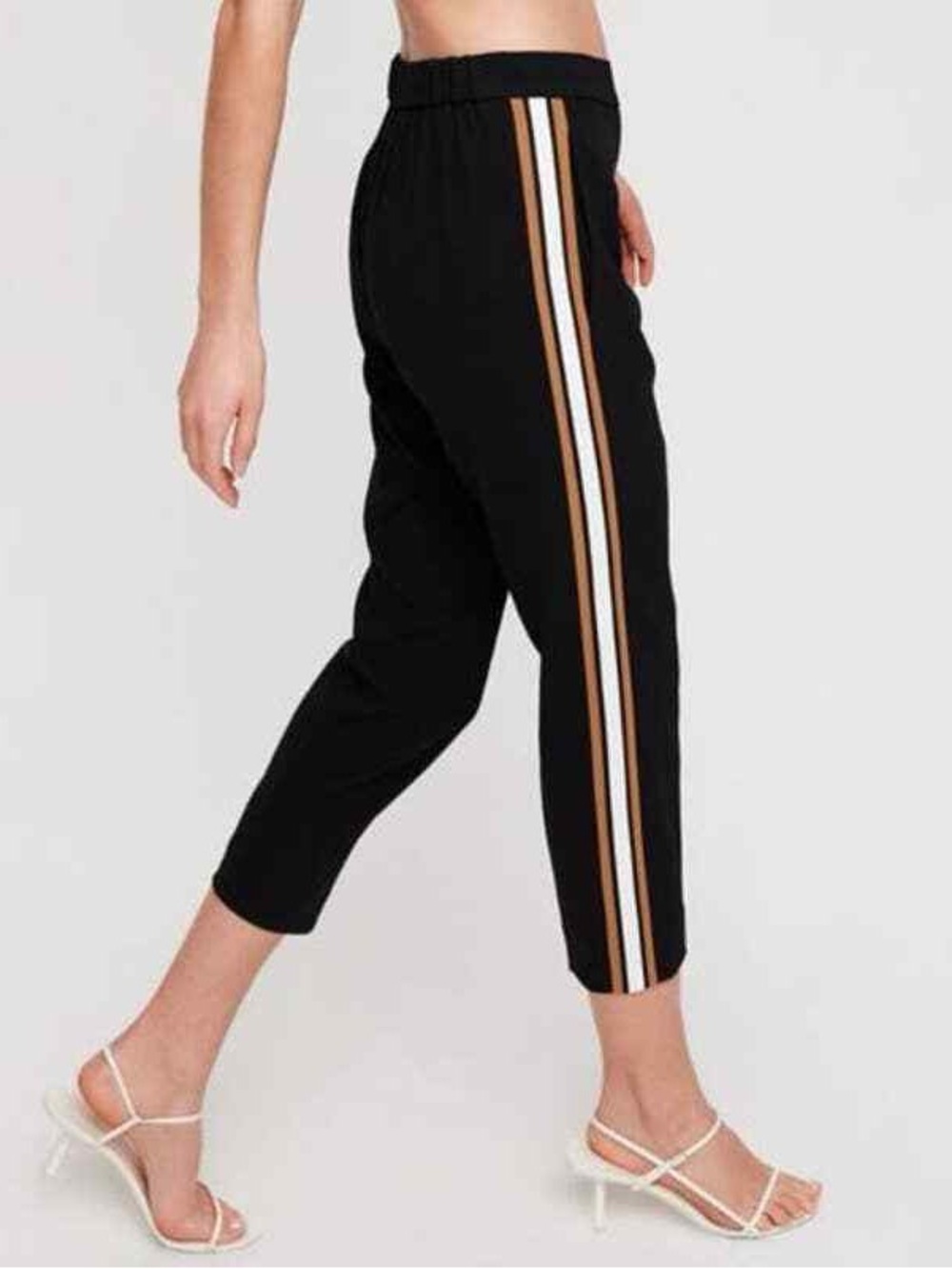 Wilfred Black Pants with Cream Side Stripe